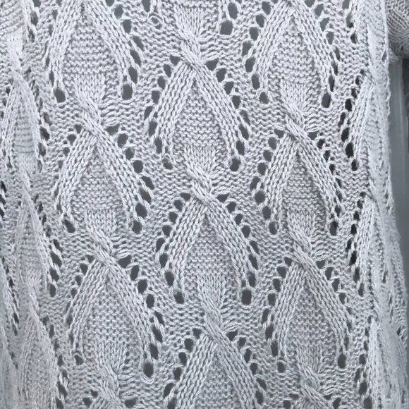 Grey Pointelle Sweater Sz L - Picture 4 of 9